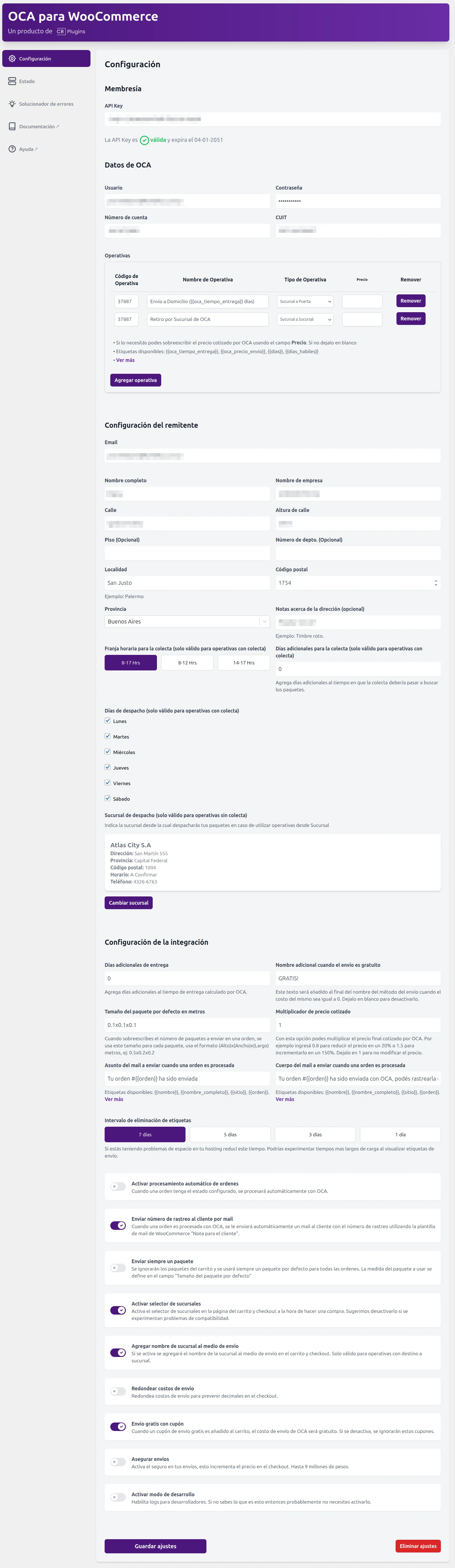 Ejemplo de configuración con despacho desde sucursal